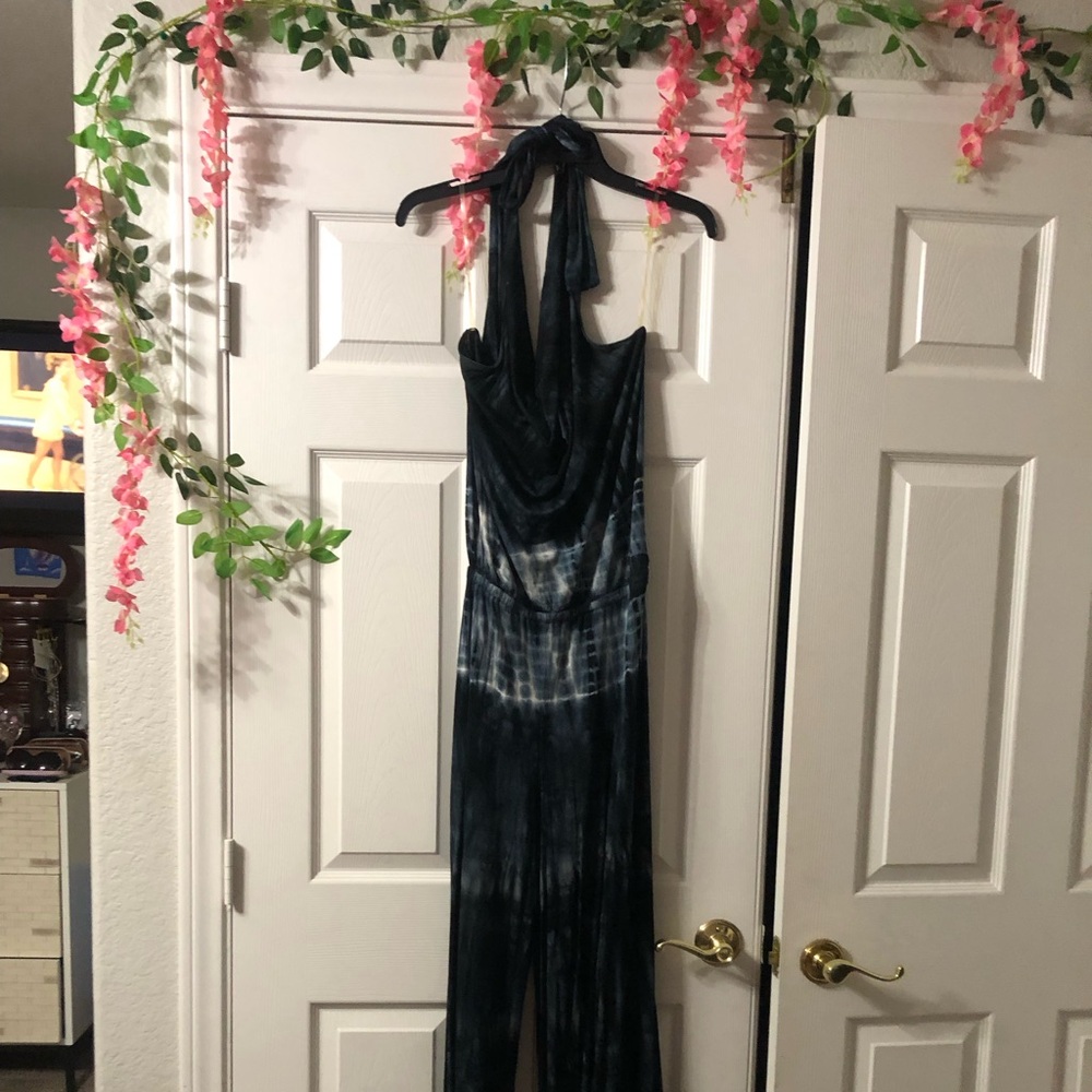 Tie dye jumpsuit. Halter top and great for summer